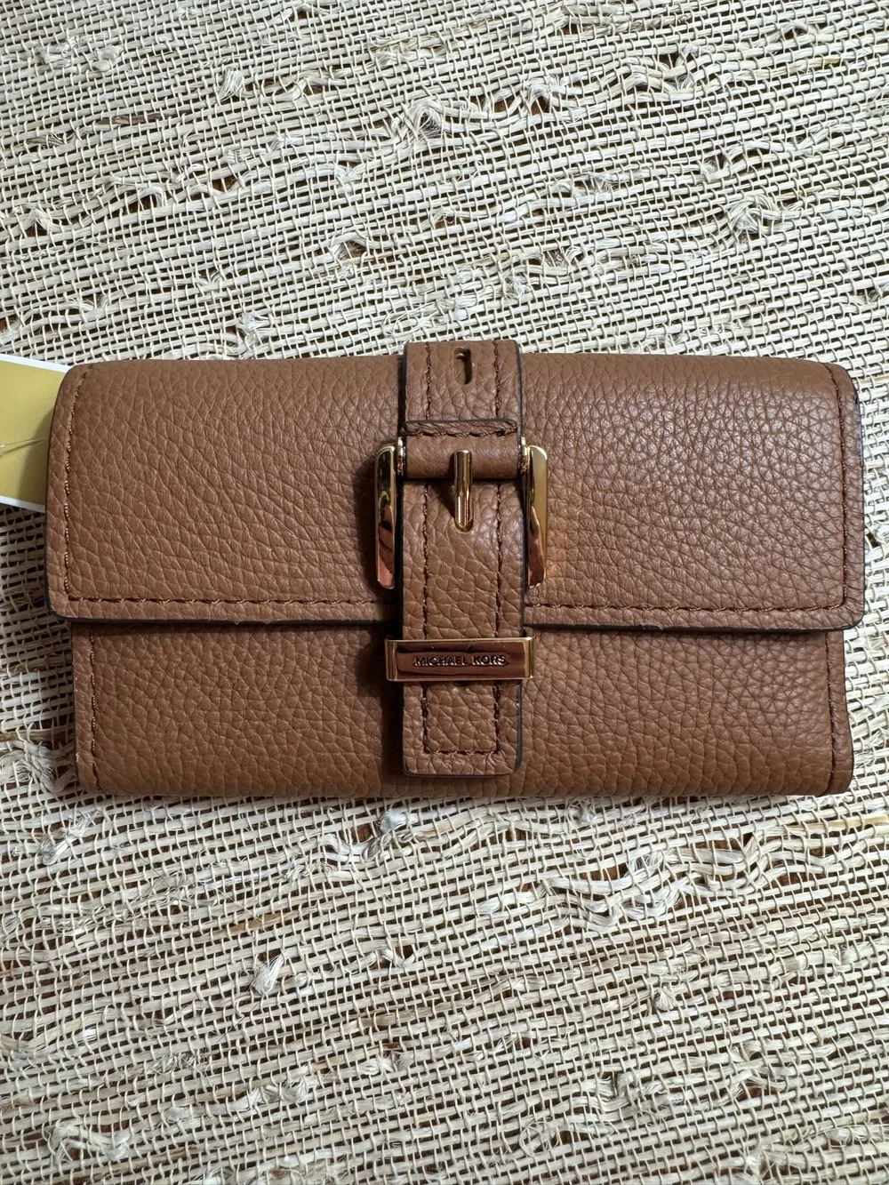 Michael Kors Nolita Flap Trifold Brown Leather Wallet NWT